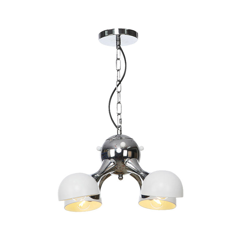 Modern Industrial Dome Hanging Light - 3/4/5 Heads Living Room Chandelier In Black/Chrome Finish