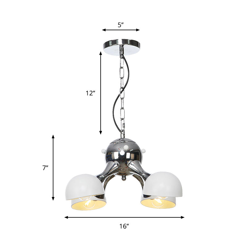 Modern Industrial Dome Hanging Light - 3/4/5 Heads Living Room Chandelier In Black/Chrome Finish