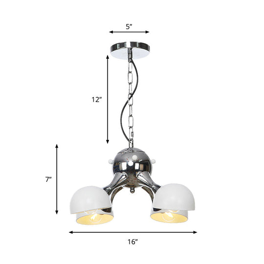 Modern Industrial Dome Hanging Light - 3/4/5 Heads Living Room Chandelier In Black/Chrome Finish