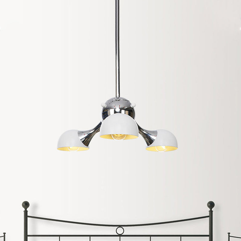 Modern Industrial Dome Hanging Light - 3/4/5 Heads Living Room Chandelier In Black/Chrome Finish