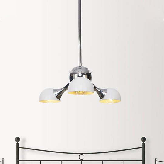 Modern Industrial Dome Hanging Light - 3/4/5 Heads Living Room Chandelier In Black/Chrome Finish