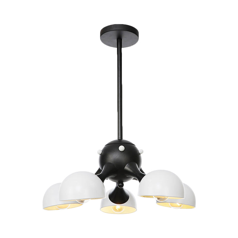 Modern Industrial Dome Hanging Light - 3/4/5 Heads Living Room Chandelier In Black/Chrome Finish