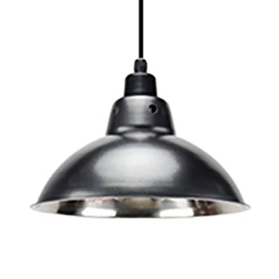 Dome Industrial Stainless Steel Ceiling Pendant Lighting - 13"/16.5" Width, 1 Head, Black/Gray