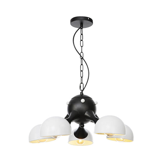 Modern Industrial Dome Hanging Light - 3/4/5 Heads Living Room Chandelier In Black/Chrome Finish