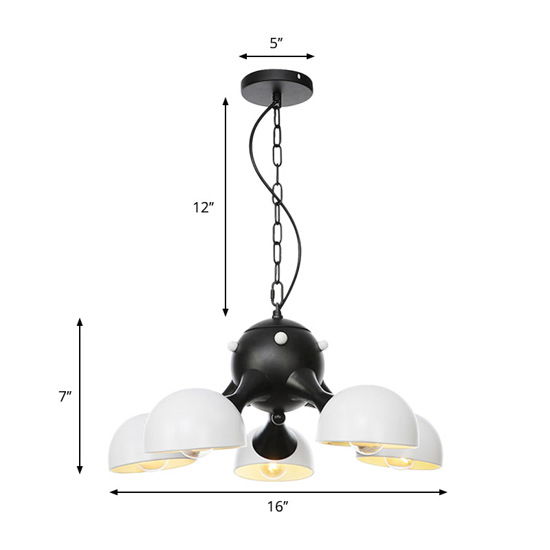 Modern Industrial Dome Hanging Light - 3/4/5 Heads Living Room Chandelier In Black/Chrome Finish