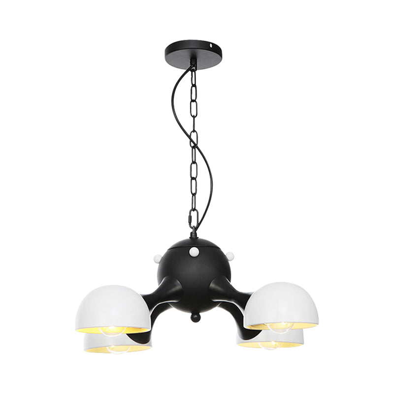 Industrial Dome Hanging Light Fixture - Metallic 3/4/5 Heads Chandelier Lamp for Living Room - Black/Chrome Finish