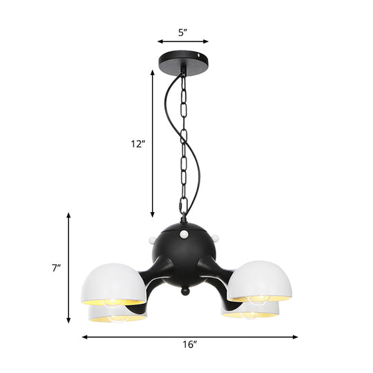 Modern Industrial Dome Hanging Light - 3/4/5 Heads Living Room Chandelier In Black/Chrome Finish