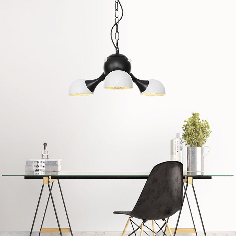 Modern Industrial Dome Hanging Light - 3/4/5 Heads Living Room Chandelier In Black/Chrome Finish