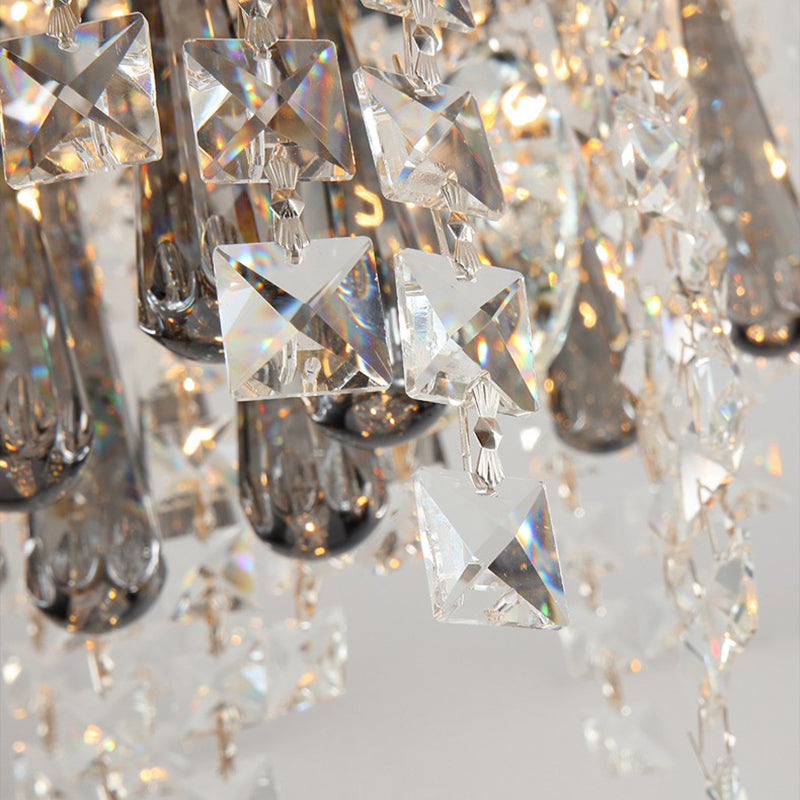 Modern Clear Crystal 12-Head Flush Mount Ceiling Fixture