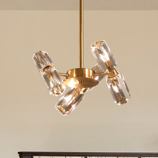 Contemporary Gold Tube Faceted Crystal Chandelier Lamp with 6/8/10 Bulbs - Hanging Ceiling Light