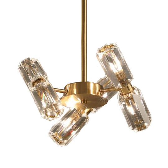 Modern Faceted Crystal Chandelier - Gold Finish With 6/8/10 Bulbs Hanging Ceiling Light