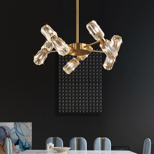 Contemporary Gold Tube Faceted Crystal Chandelier Lamp with 6/8/10 Bulbs - Hanging Ceiling Light