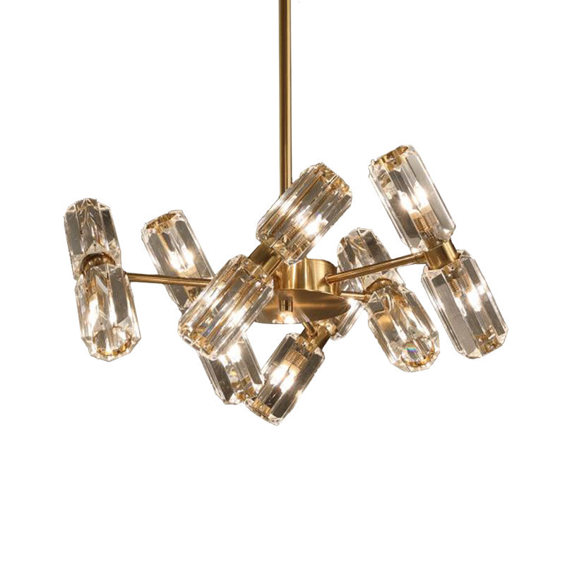 Contemporary Gold Tube Faceted Crystal Chandelier Lamp with 6/8/10 Bulbs - Hanging Ceiling Light