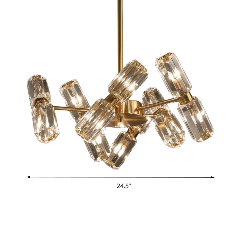 Contemporary Gold Tube Faceted Crystal Chandelier Lamp with 6/8/10 Bulbs - Hanging Ceiling Light