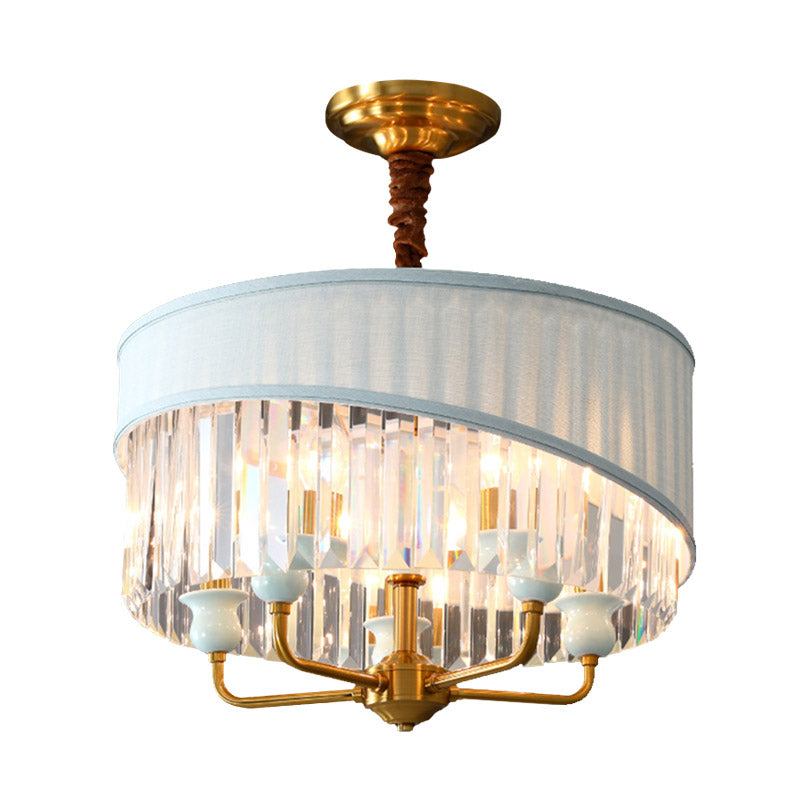 5-Light Traditional Chandelier With Crystal Shade - Cylinder Ceiling Pendant Lighting