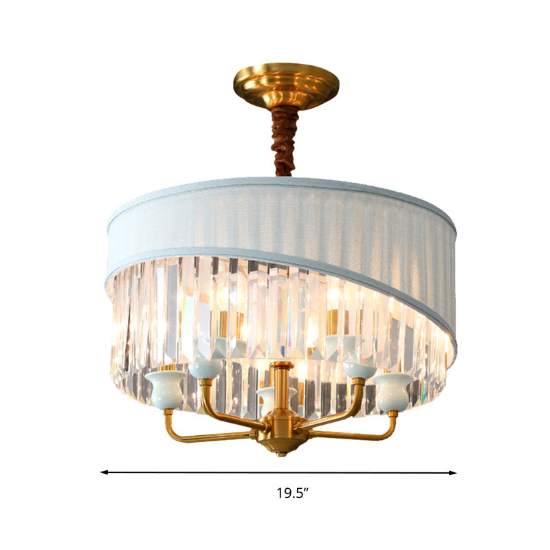 5-Light Traditional Chandelier With Crystal Shade - Cylinder Ceiling Pendant Lighting