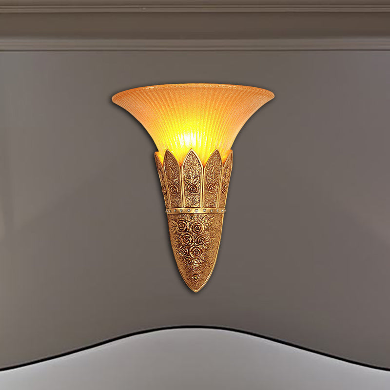 Vintage Frosted Glass Bell Shade Indoor Wall Light Fixture - Gold/Silver Flush Sconce Gold