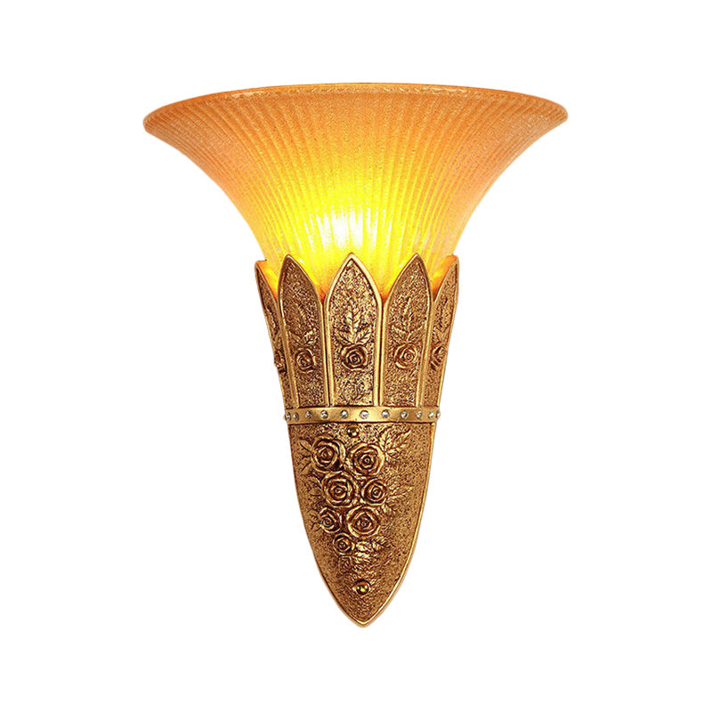 Vintage Frosted Glass Bell Shade Indoor Wall Light Fixture - Gold/Silver Flush Sconce