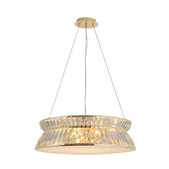 Modernist 4 Bulb Crystal Drum Ceiling Chandelier Pendant Light