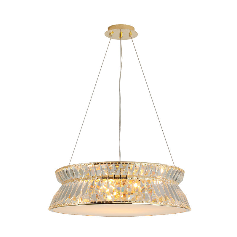 Contemporary 4-Bulb Drum Chandelier Pendant Light With Crystal Shade