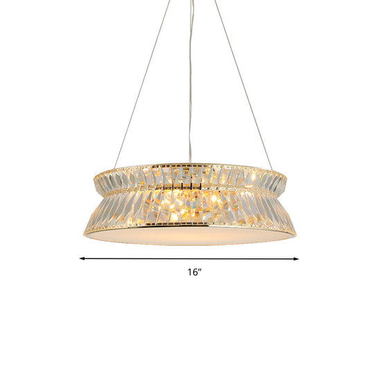 Contemporary 4-Bulb Drum Chandelier Pendant Light With Crystal Shade