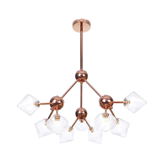 Farmhouse Style Diamond Chandelier: Amber/Clear Glass, Multiple Light Options, 13"/27.5"/34" Wide