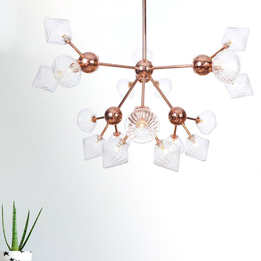 Farmhouse Style Diamond Chandelier: Amber/Clear Glass, Multiple Light Options, 13"/27.5"/34" Wide