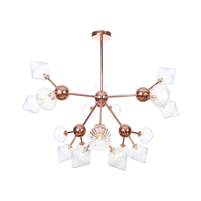 Farmhouse Style Diamond Chandelier: Amber/Clear Glass, Multiple Light Options, 13"/27.5"/34" Wide