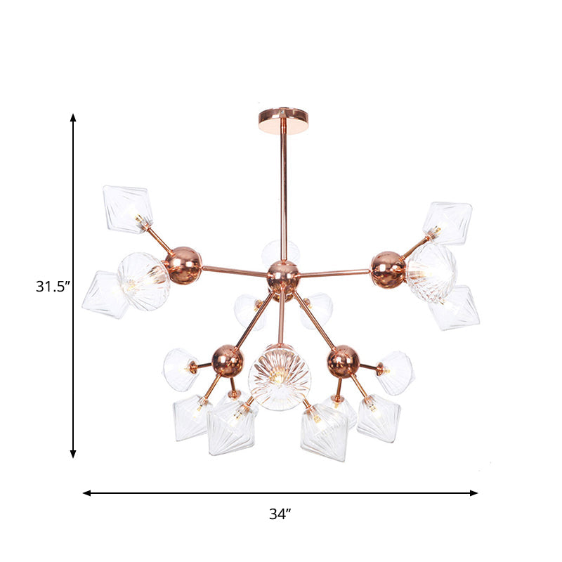 Farmhouse Style Diamond Chandelier: Amber/Clear Glass, Multiple Light Options, 13"/27.5"/34" Wide