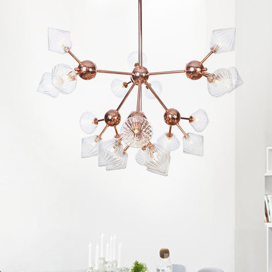 Farmhouse Style Diamond Chandelier: Amber/Clear Glass, Multiple Light Options, 13"/27.5"/34" Wide