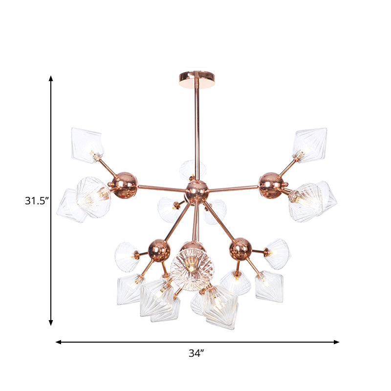 Farmhouse Style Diamond Chandelier: Amber/Clear Glass, Multiple Light Options, 13"/27.5"/34" Wide