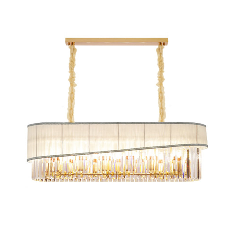 Gold Island Pendant Light Fixture With Crystal Shade - Modern 10 Bulbs Design