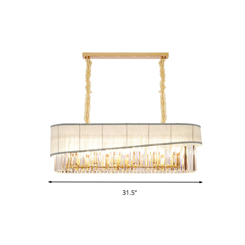 Gold Island Pendant Light Fixture With Crystal Shade - Modern 10 Bulbs Design