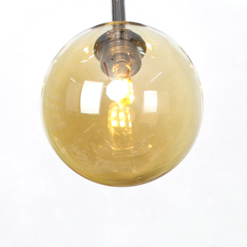 Industrial Style Hanging Chandelier Light - 13"/27.5"/34" W Orbit Shade - Amber/Clear/Smoke Gray Glass - 3/9/12 Lights