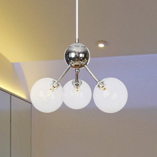 Industrial Style Hanging Chandelier Light - 13"/27.5"/34" W Orbit Shade - Amber/Clear/Smoke Gray Glass - 3/9/12 Lights