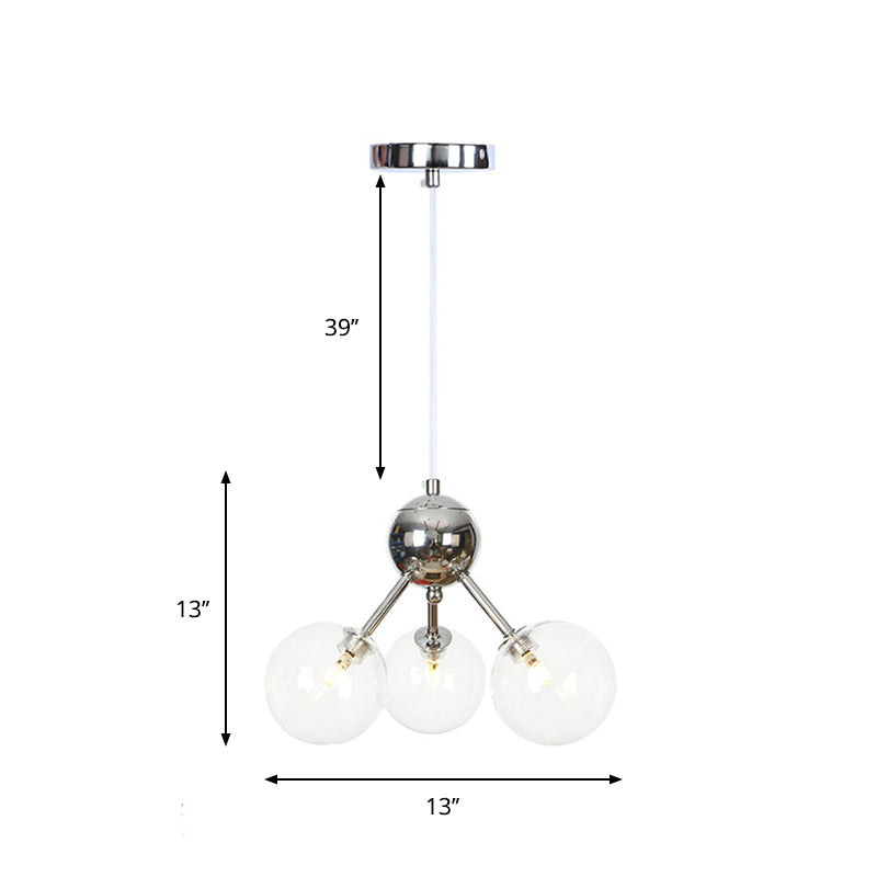 Industrial Style Hanging Chandelier Light - 13"/27.5"/34" W Orbit Shade - Amber/Clear/Smoke Gray Glass - 3/9/12 Lights