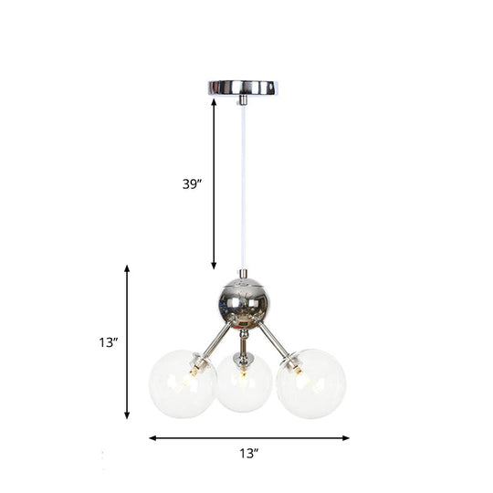 Industrial Style Hanging Chandelier Light - 13"/27.5"/34" W Orbit Shade - Amber/Clear/Smoke Gray Glass - 3/9/12 Lights