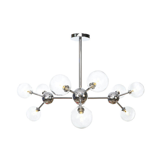 Industrial Style Hanging Chandelier Light - 13"/27.5"/34" W Orbit Shade - Amber/Clear/Smoke Gray Glass - 3/9/12 Lights