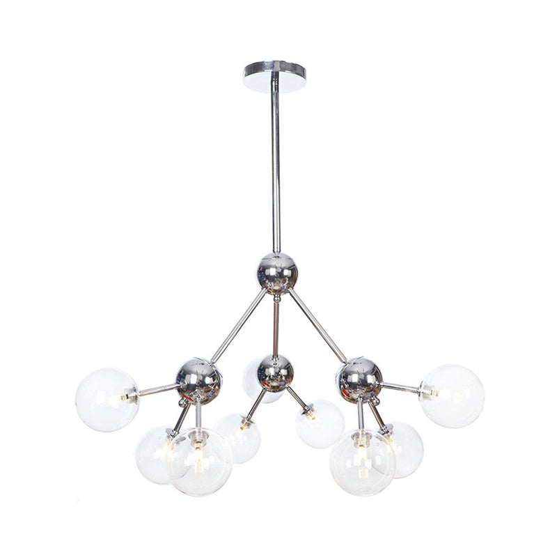 Industrial Style Hanging Chandelier Light - 13"/27.5"/34" W Orbit Shade - Amber/Clear/Smoke Gray Glass - 3/9/12 Lights