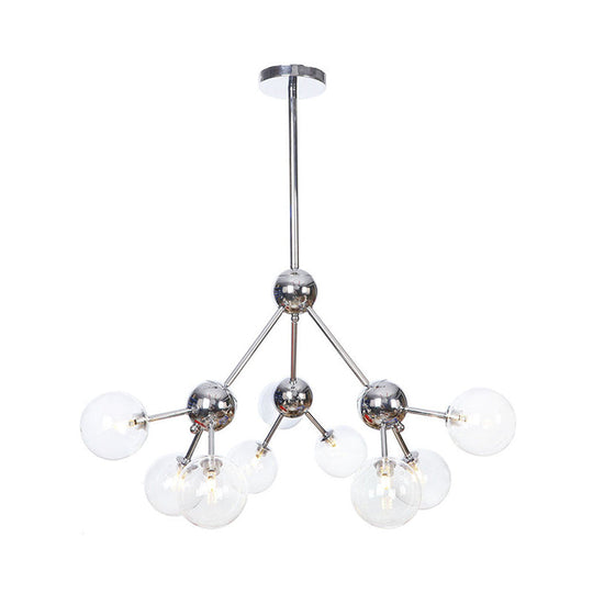 Industrial Style Hanging Chandelier Light - 13"/27.5"/34" W Orbit Shade - Amber/Clear/Smoke Gray Glass - 3/9/12 Lights