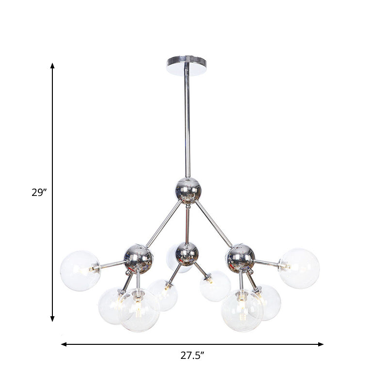 Industrial Style Hanging Chandelier Light - 13"/27.5"/34" W Orbit Shade - Amber/Clear/Smoke Gray Glass - 3/9/12 Lights