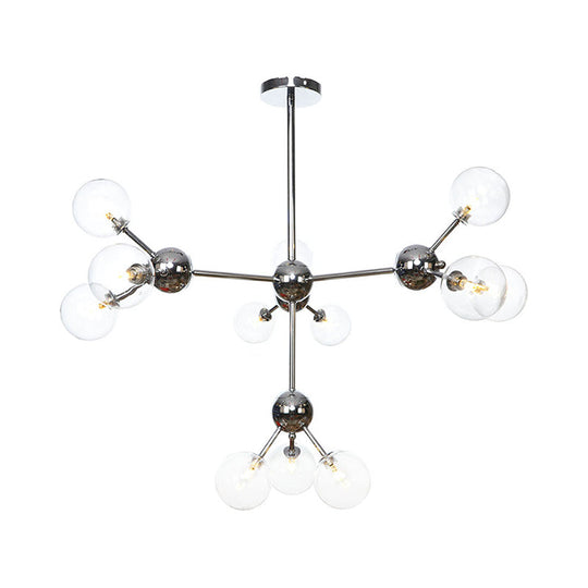 Industrial Style Hanging Chandelier Light - 13"/27.5"/34" W Orbit Shade - Amber/Clear/Smoke Gray Glass - 3/9/12 Lights