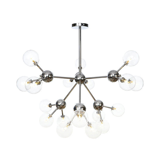 Industrial Style Hanging Chandelier Light - 13"/27.5"/34" W Orbit Shade - Amber/Clear/Smoke Gray Glass - 3/9/12 Lights