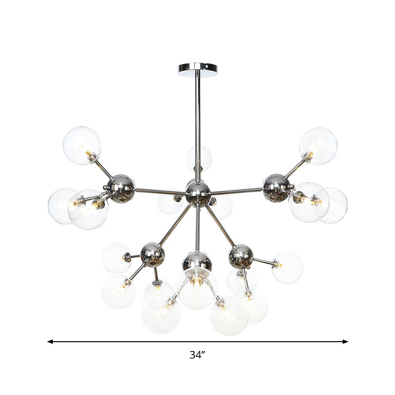 Industrial Style Hanging Chandelier Light - 13"/27.5"/34" W Orbit Shade - Amber/Clear/Smoke Gray Glass - 3/9/12 Lights