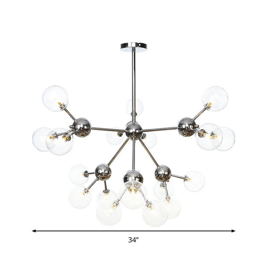 Industrial Style Hanging Chandelier Light - 13"/27.5"/34" W Orbit Shade - Amber/Clear/Smoke Gray Glass - 3/9/12 Lights