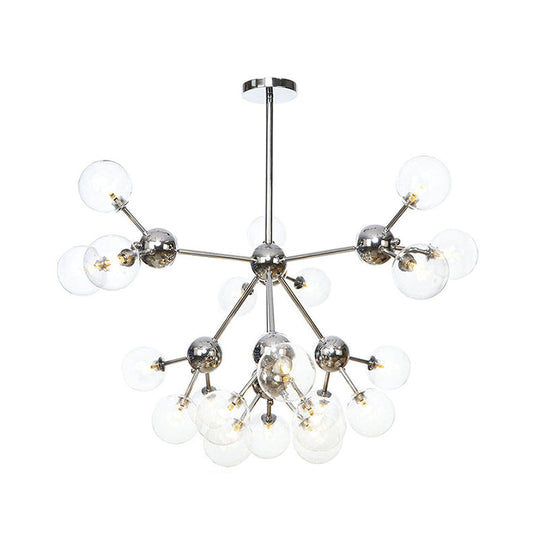 Industrial Style Hanging Chandelier Light - 13"/27.5"/34" W Orbit Shade - Amber/Clear/Smoke Gray Glass - 3/9/12 Lights