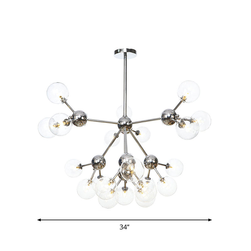 Industrial Style Hanging Chandelier Light - 13"/27.5"/34" W Orbit Shade - Amber/Clear/Smoke Gray Glass - 3/9/12 Lights