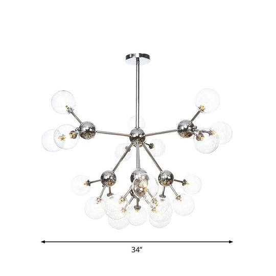 Industrial Style Hanging Chandelier Light - 13"/27.5"/34" W Orbit Shade - Amber/Clear/Smoke Gray Glass - 3/9/12 Lights