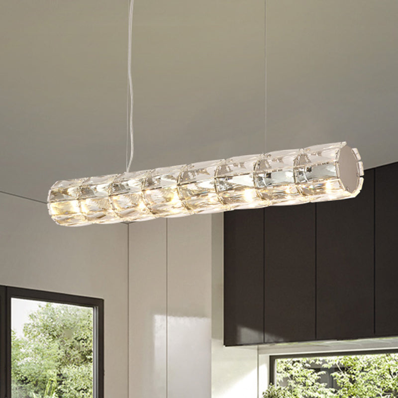 Modern Crystal Tube Island Light With 6/8 Bulb Suspension - Clear And Stylish 8 /