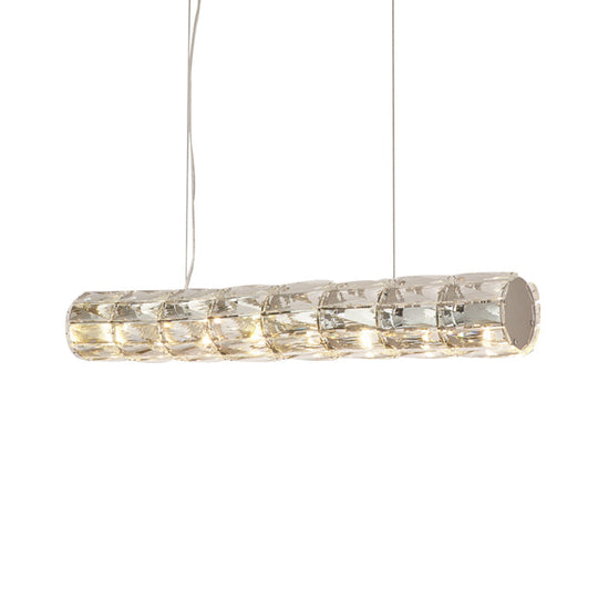 Modern Crystal Tube Island Light With 6/8 Bulb Suspension - Clear And Stylish